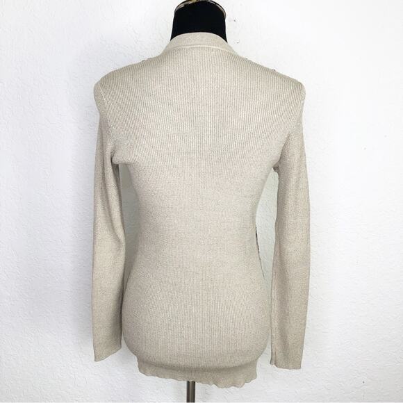 Cache champagne gold sequin front button cardigan sweater size Medium - Picture 16 of 16